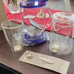 Teavana Clear Glass Teapot with Blue Accent
